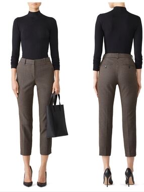 Theory Treeca 2 Jacquard Cropped Pants Dot Print Straight Leg Size 10